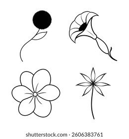Flower Line Art Vector Illustrations Bundle