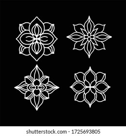 paquete vectorial de arte de línea de flores
