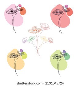 Flower line art vector set, flower vector,One line abstract, tropical flower art. Strelitzia minimal artistic flower in geometric shapes. backgroud.