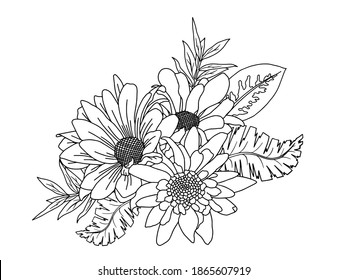 Flower Line Art.  You use on greeting card, frame, shopping bags, wall art, wedding invitation, decorations, and t-shirts
