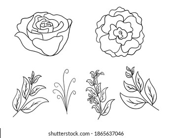 Flower Line Art.  You use on greeting card, frame, shopping bags, wall art, wedding invitation, decorations, and t-shirts
