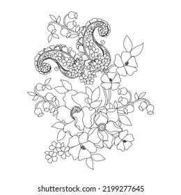 Flower Line Arts,Silhouette Art Line Floral Patterns,Outline Black And White Flower Drawing,Contour Botanical Graphics,Floral Design On White Background;Basic Flower Design
