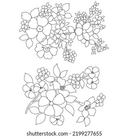 Flower Line Arts,Silhouette Art Line Floral Patterns,Outline Black And White Flower Drawing,Contour Botanical Graphics,Floral Design On White Background;Basic Flower Design
