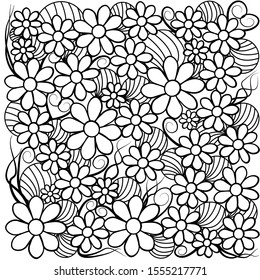 flower line , line , black and white, background image