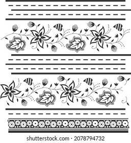 Flower line border pattern for fabric print. texture, tile use