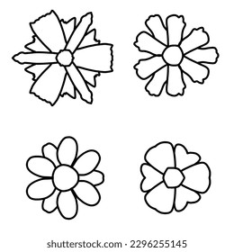 Flower line cute logo icon vector template
