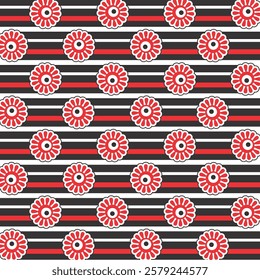 Flower And Line Design Pattern, Background, Wallpaper, Fabric print.