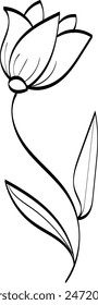 Diseño de garabato de línea de flores para imprimir o usar como diseño de tatuaje