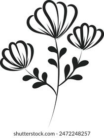 Flower line doodle design for print or use as tattoo design