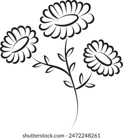 Diseño de garabato de línea de flores para imprimir o usar como diseño de tatuaje