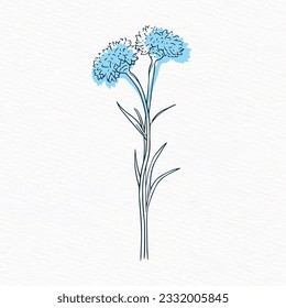 Dibujo de línea de flor con fondo abstracto Clipart