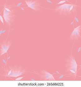 Flower line drawing on pink color background