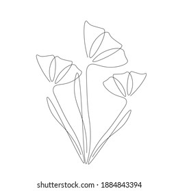 Flower line drawing silhouette, vector illustration