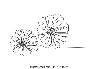 Flower , line drawing style,vector design