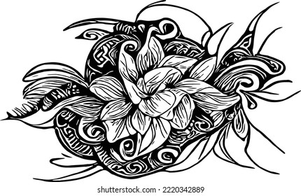 flower line drawing vector background