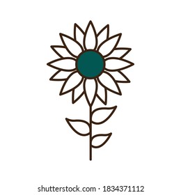flower line and fill style icon design, natural floral nature plant ornament garden decoration and botany theme Vector illustration