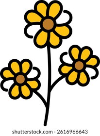 Flower Line Filled Vector Icon Design