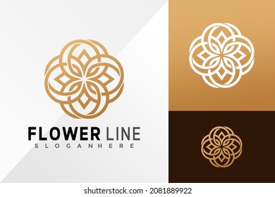 Flower line geometric Logo Design Vector illustration template