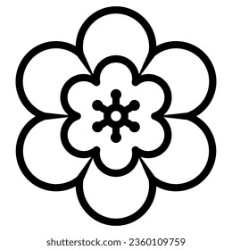 Icono de la línea de flores, concepto de festival chino de mediados de otoño, hermoso cartel de planta sobre fondo blanco, icono de flor floreciente en forma de contorno para el diseño web. Gráficos vectoriales
