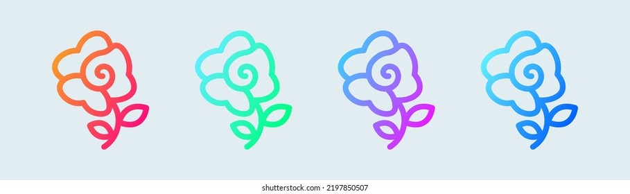 Flower line icon in gradient colors. Rose signs vector illustration.