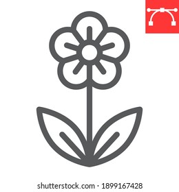 Flower line icon, Happy Easter and spring, flower vector icon, vector graphics, editable stroke outline sign, eps 10