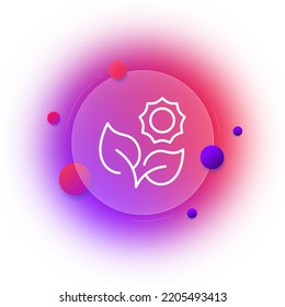 Flower line icon. Leaves, vegetarian, ecology, green, garden, grow, gardening, leaf, eco, vegetable, produce oxygen, chlorophyll, sunflower, plant. Nature concept. Glassmorphism. Vector line icon.