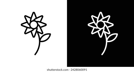 Icono de la línea de la flor en el fondo blanco para Web.