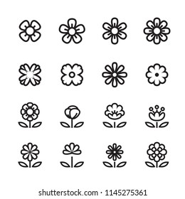 flower line icon set