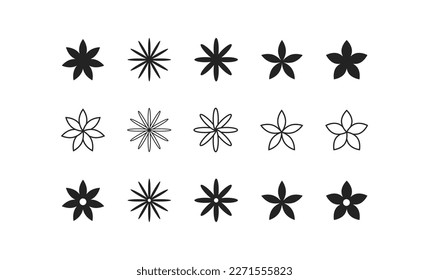 Flower line icon set. Plant, sprout, greenery, sunflower, meadow, summer, bunch, insect, bouquet, decor, branch, flora, flower pot. Gardening, green world. Botany concept. Vector black line icon