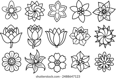 Flower line icon set. vector illustration Simple outline signs for flowers. Editable Strokes.
