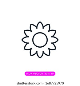Diseño vectorial de icono de línea de flor con trazo editable