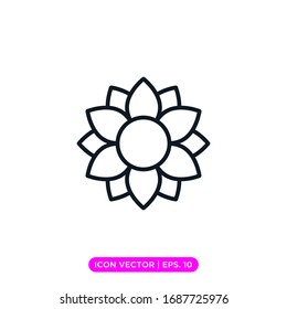 Diseño vectorial de icono de línea de flor con trazo editable