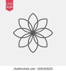 Flower line icon vector, in trendy flat style isolated on white background. Flower vector illustration
