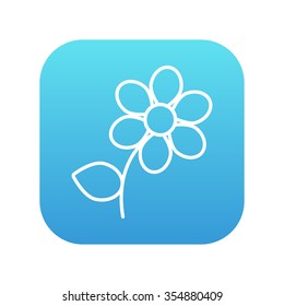 Flower line icon for web, mobile and infographics. Vector white icon on the blue gradient square with rounded corners isolated on white background.