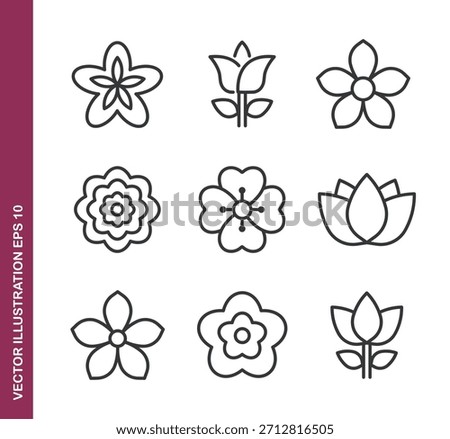 Flower line icons - Mini collection series icon