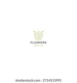 Flower line logo design template
