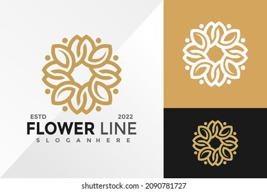 Flower line Logo Design Vector illustration template