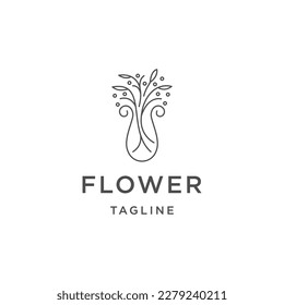 Flower line logo icon design template flat vector
