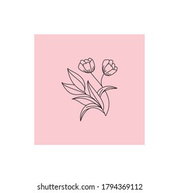 flower line logo icon vector 