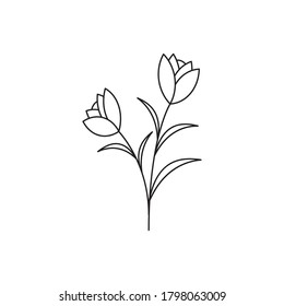 Plantilla vectorial de icono de la línea de naturaleza de las flores.
