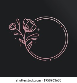 Flower line logo icon vector template.