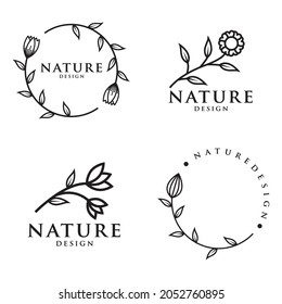 Blumenzeilenlogo Symbol Vektorvorlage.