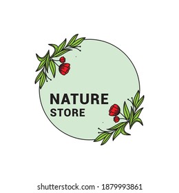 Flower line logo vector template.