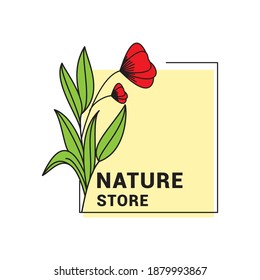 Flower line logo vector template.