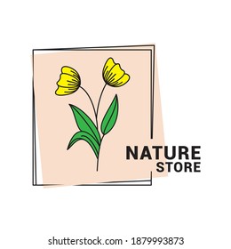 Flower line logo vector template.