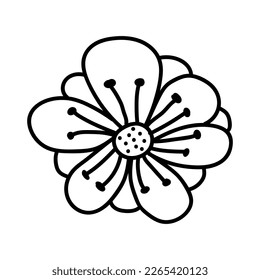  flower line on white background vector illustration using for decoration of text, cards, invitation. Sketch of leaves and flowers.