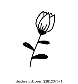  flower line on white background vector illustration using for decoration of text, cards, invitation. Sketch of leaves and flowers.