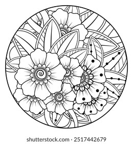 Linha de flor sobre fundo branco Desenho de flores com lineart sobre fundos brancos