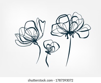 flower line one art isolated vector illustration