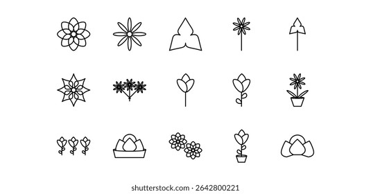 Ilustración de icono de paquete de línea de flor
